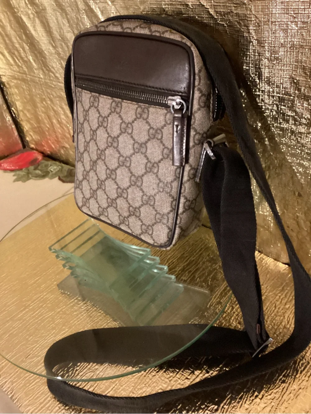 Gucci Beige and Brown GG Canvas Messenger Bag